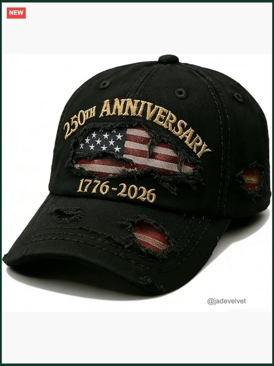 USA 250 Anniversary Patriotic Baseball Cap Adjustable Cotton Blend